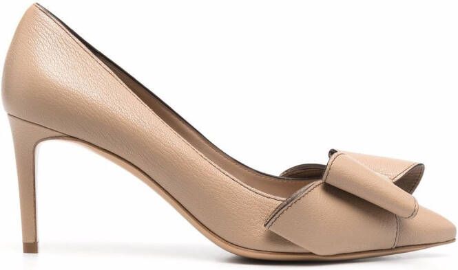 Ferragamo 80mm Double Bow leather pumps Brown