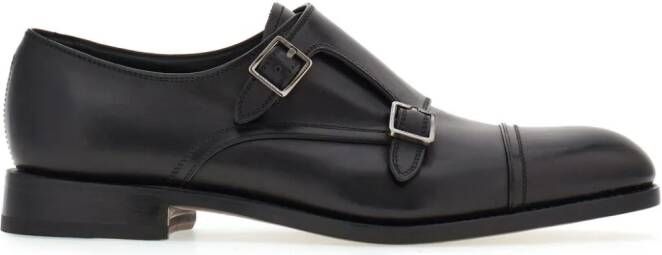 Ferragamo Double-monkstrap leather monk shoes Black