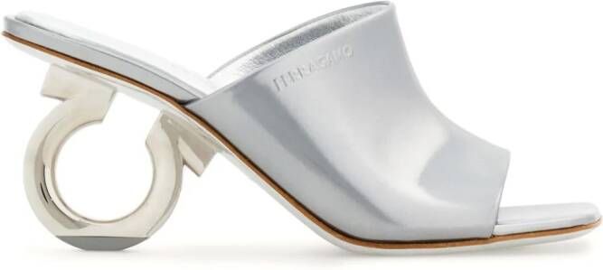 Ferragamo Elina 70mm patent leather sandals Silver