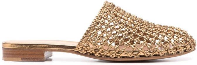 Ferragamo Ellas knotted leather mules Gold