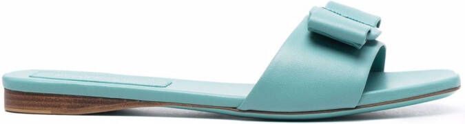 Ferragamo embossed bow-detail sandals Blue
