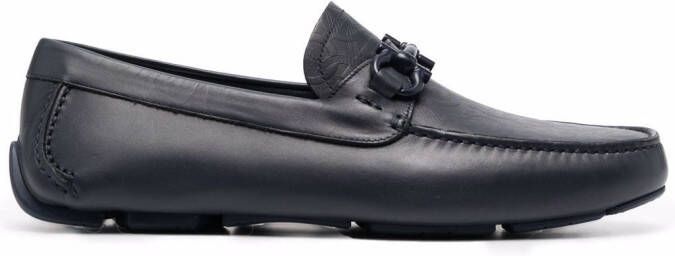 Ferragamo embossed-logo leather loafers Blue