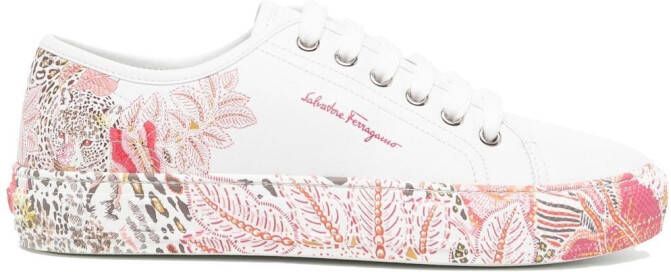 Ferragamo floral-print lace-up sneakers White