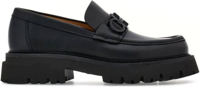 Ferragamo Florian square-toe leather loafers Black