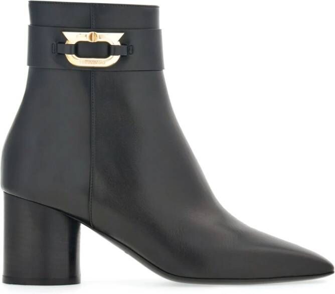 Ferragamo Gancini 60mm leather ankle boots Black