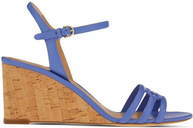 Ferragamo Gancini 70mm wedge sandals Blue