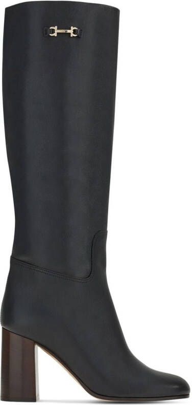 Ferragamo Gancini-bit leather boots Black