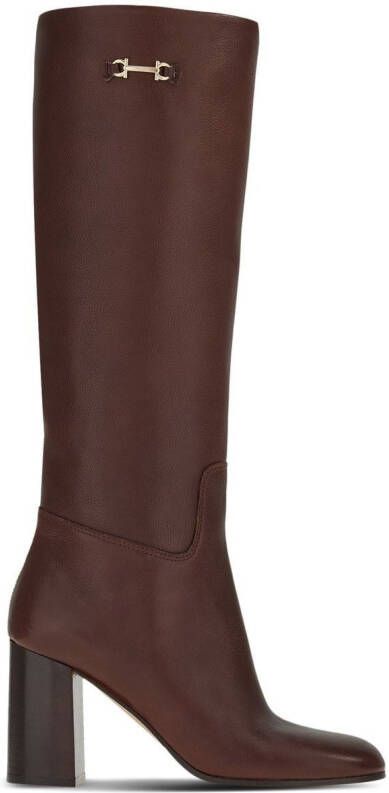 Ferragamo Gancini-bit leather boots Brown
