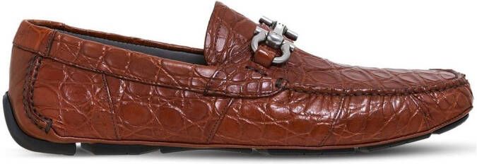 Ferragamo Gancini-buckle leather driving shoes Brown