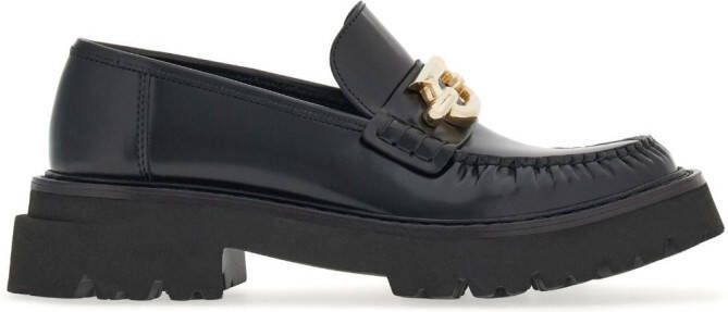 Ferragamo Gancini-buckle leather loafers Black