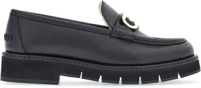 Ferragamo Gancini-buckle leather loafers Black