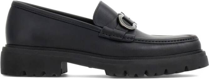 Ferragamo Gancini-buckle leather loafers Black