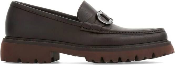 Ferragamo Gancini-buckle leather loafers Brown