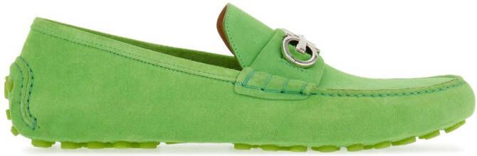 Ferragamo Gancini-buckle leather loafers Green