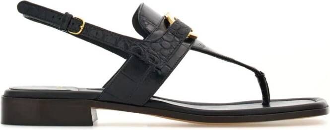 Ferragamo Gancini-buckle leather sandals Black