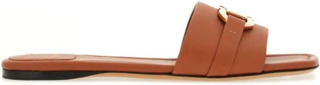 Ferragamo Gancini-buckle leather slides Brown