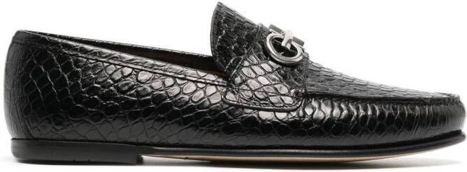 Ferragamo Gancini buckle loafers Black