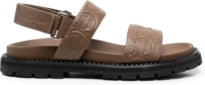 Ferragamo Gancini debossed sandals Brown