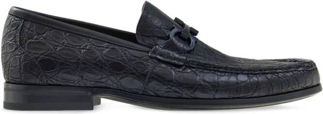 Ferragamo Gancini-detail leather loafers Black