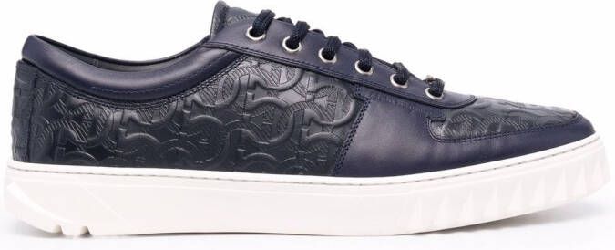 Ferragamo Gancini-embossed leather sneakers Blue