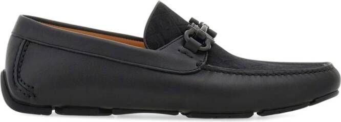 Ferragamo Gancini-jacquard leather loafers Black