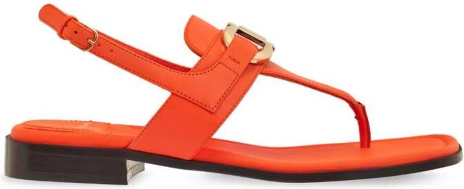 Ferragamo Gancini leather flat sandals Orange