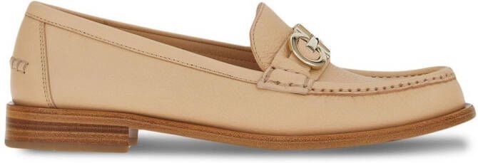 Ferragamo Gancini leather loafers Neutrals