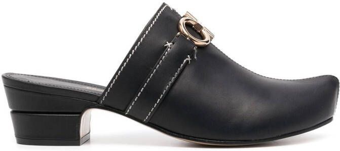 Ferragamo Gancini leather mules Black