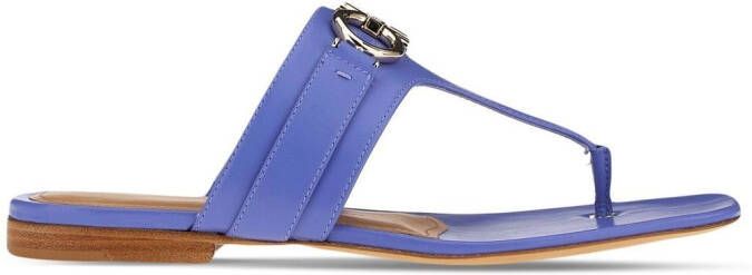 Ferragamo Gancini leather flat sandals Blue