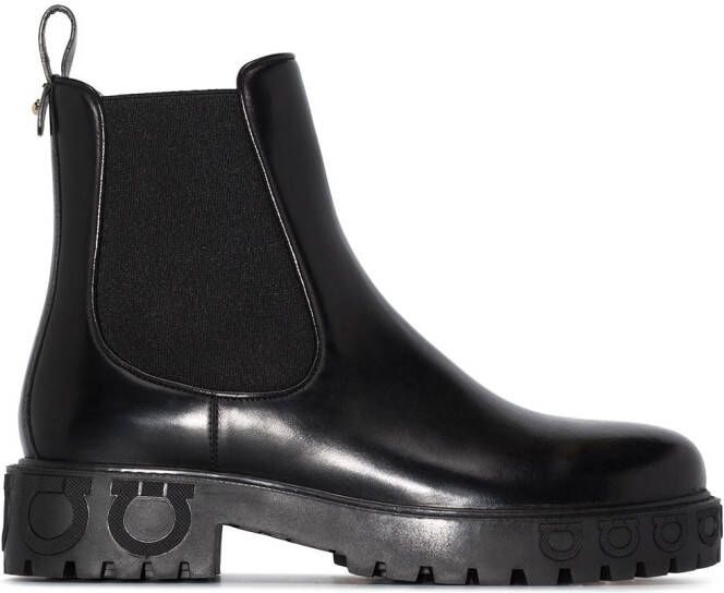 Ferragamo Gancini logo detail Chelsea boots Black