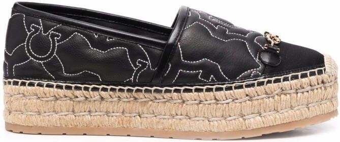 Ferragamo Gancini logo-embroidered espadrilles Black