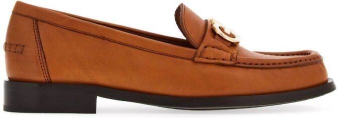 Ferragamo Gancini-ornament leather mocassins Brown