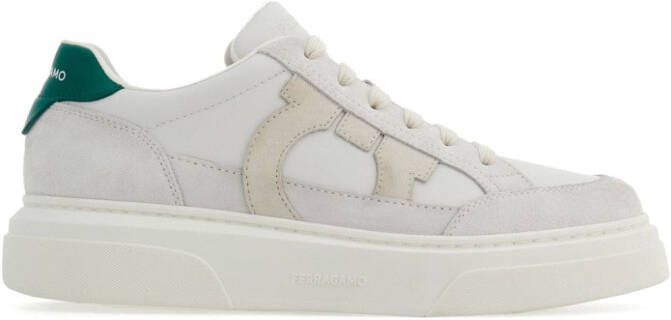 Ferragamo Gancini-patch calfskin sneakers White