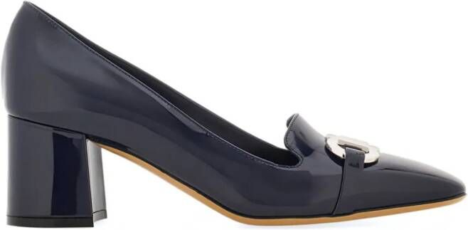 Ferragamo Gancini-plaque 60mm leather pumps Blue