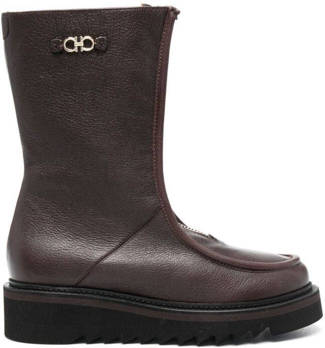 Ferragamo Gancini-plaque ankle boots Brown