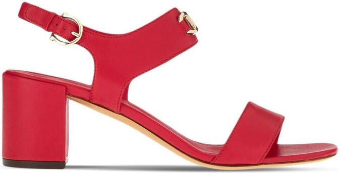 Ferragamo Gancini-plaque block-heel sandals Red