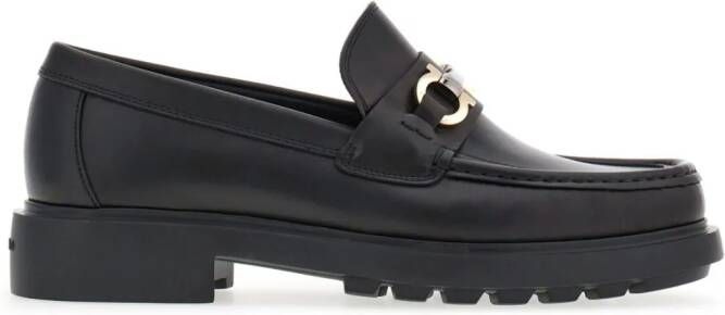 Ferragamo Gancini-plaque leather loafers Black