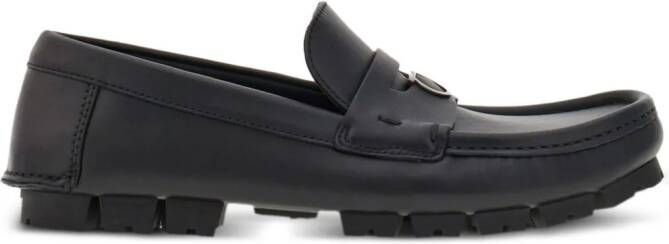 Ferragamo Gancini-plaque leather loafers Black