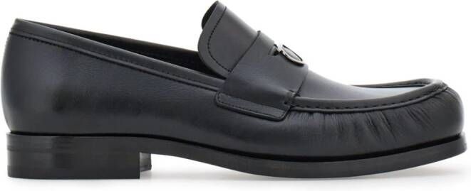 Ferragamo Gancini-plaque leather loafers Black