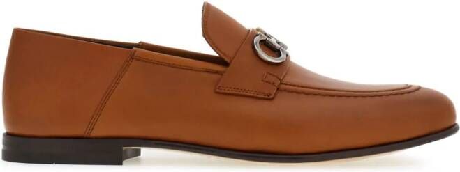 Ferragamo Gancini-plaque leather loafers Brown