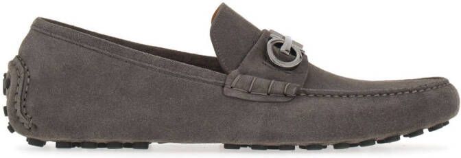 Ferragamo Gancini-plaque leather loafers Grey
