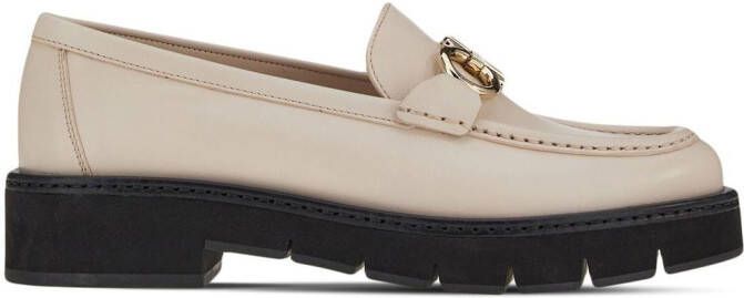 Ferragamo Gancini-plaque leather loafers Neutrals