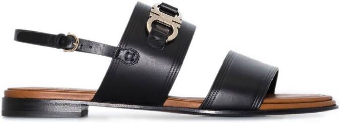 Ferragamo Gancini-plaque leather sandals Black