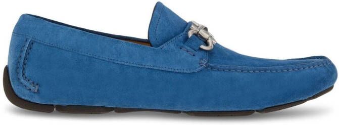 Ferragamo Gancini-plaque suede loafers Blue