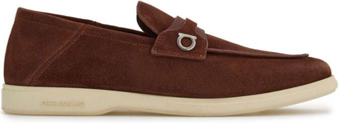 Ferragamo Gancini-plaque suede loafers Brown