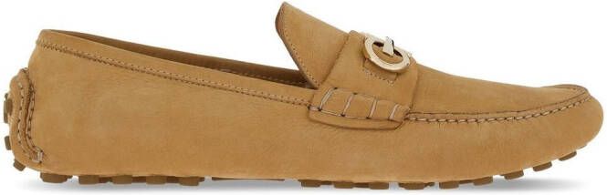 Ferragamo Gancini-plaque suede loafers Neutrals