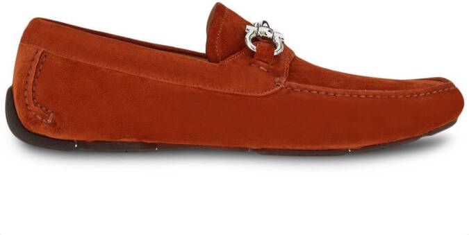 Ferragamo Gancini-plaque suede loafers Red