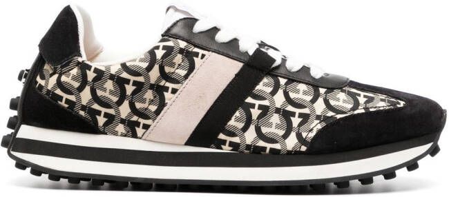 Ferragamo Gancini-print low-top sneakers Black