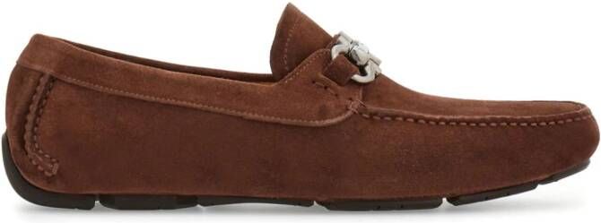 Ferragamo Gancini suede loafers Brown