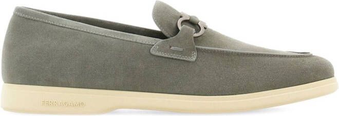 Ferragamo Gancini suede loafers Grey